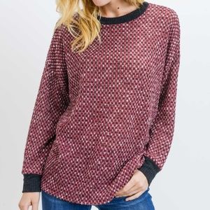 Burgundy Tweed Style Sweater